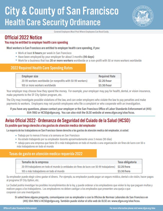 Health Care Security Ordinance Office of Labor Standards Enforcement